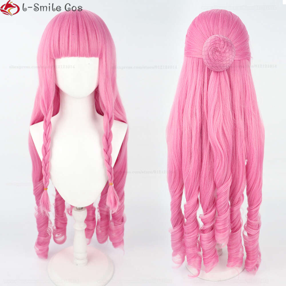 Catsuit Costumes Anime Cosplay 80cm Long Pink Curl Style Perona Heattance Synthetic Hair Party 여성 가발 + Wig Cap