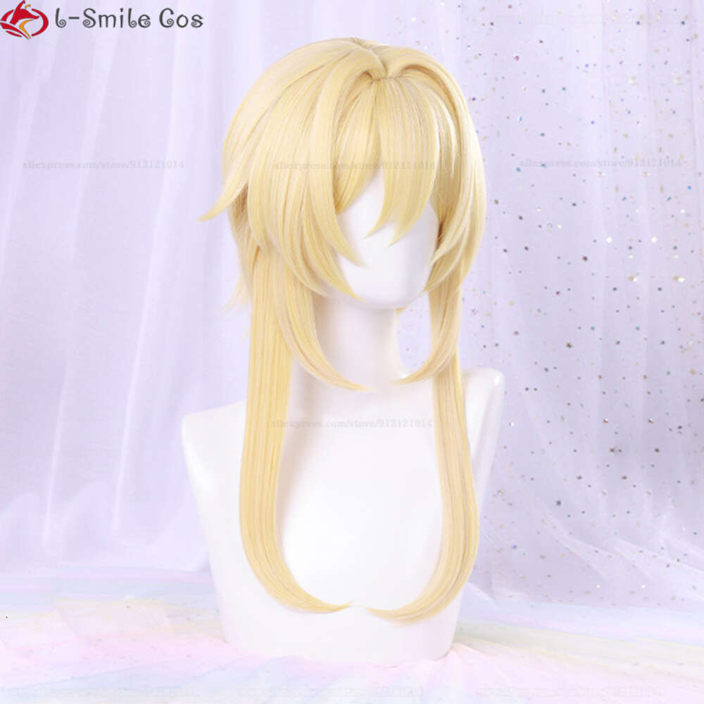 Costumes Catsuit jeu Genshin Impact voyageur Lumine Cosplay perruque cheveux longs dorés avec épingle à cheveux fleur résistant à la chaleur synthétique perruques de fête accessoires