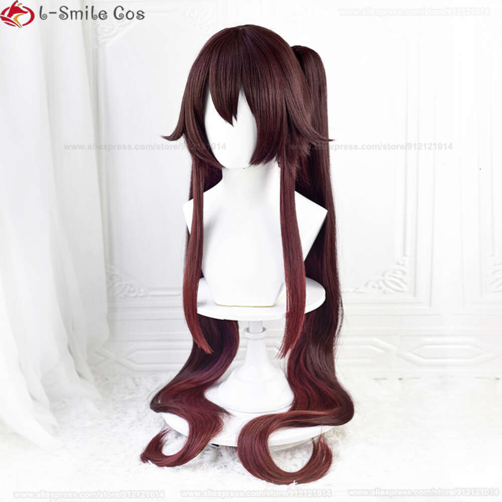 Catsuit Costumes Game Genshin Impact Hutao Cosplay 95cm Gradient Double Ponytail Heat Resistant Hair Halloween Hu Tao Anime Wigs + Wig Cap