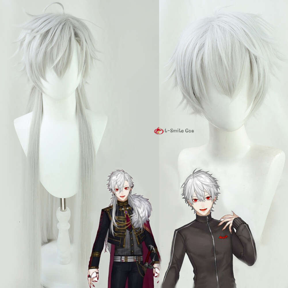 Catsuit Costumes Virtual Youtuber Kuzuha Two Style Sier Gray Cosplay Wigs Heat Resistant Synthetic Hair Halloween Party Anime + Wig Cap