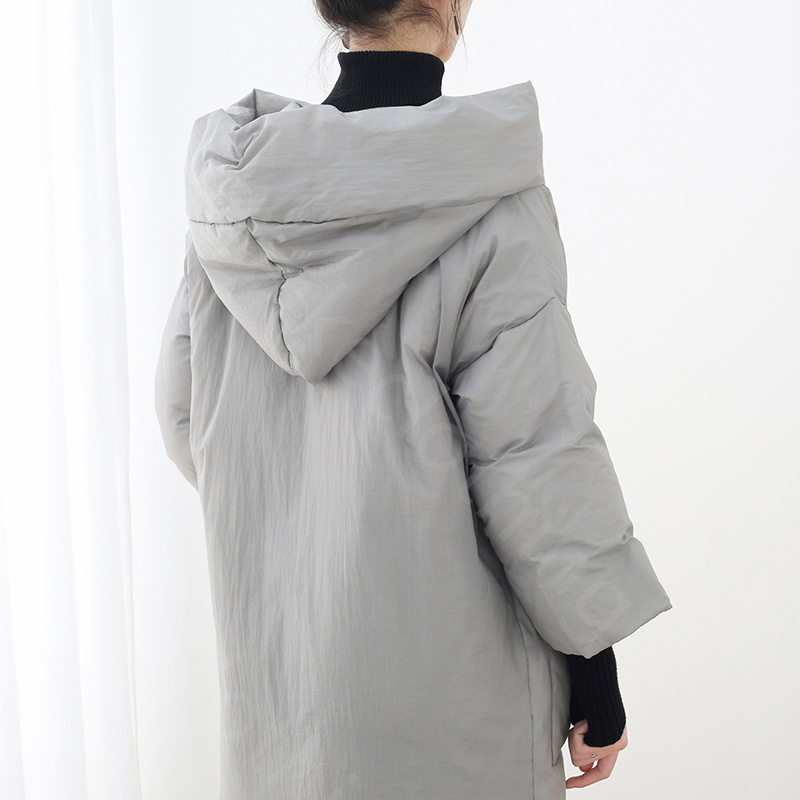 Veste bouffante d'hiver pour femme, manteau épais en duvet de canard blanc 90%, couette chaude, Simple, ample, à capuche, longue