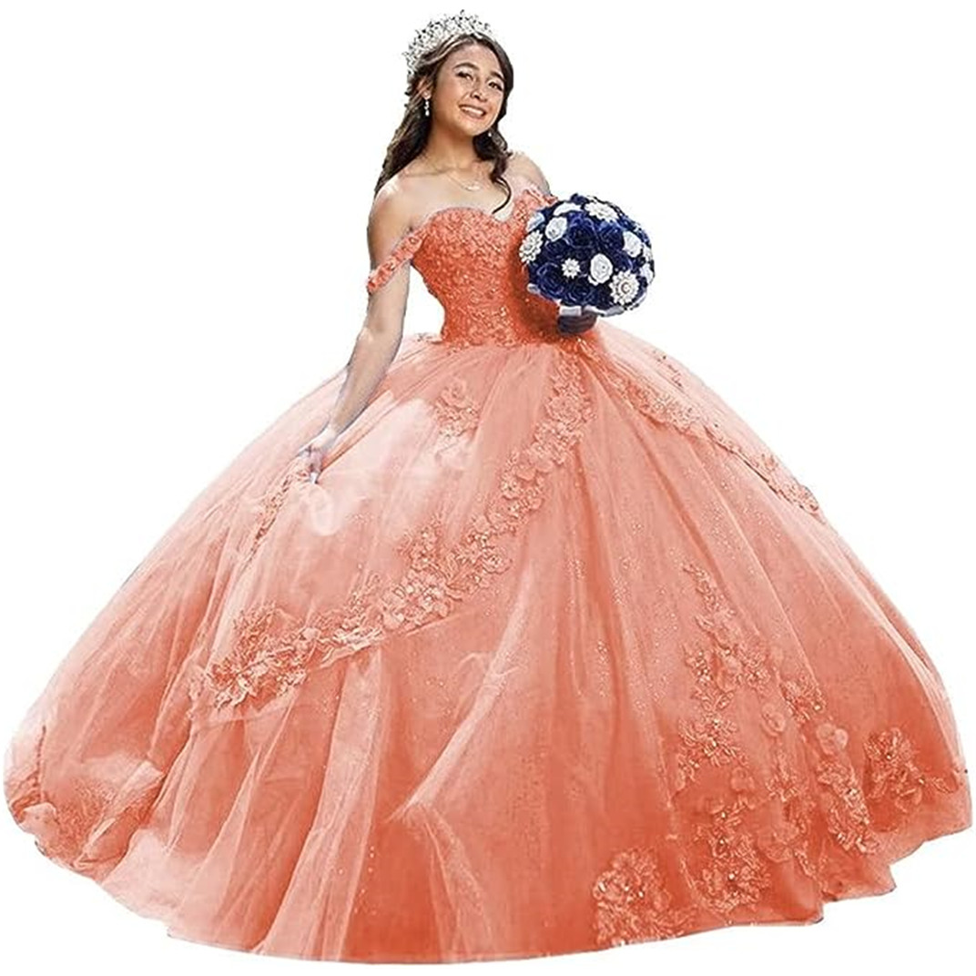 ثوب الكرة الأزرق الملكي فستان Quinceanera قبالة كتف مسح حبات قطار متتالية الكشكشة طويلة الرسمية حفلة حفلة موسيقية للحلوة 15