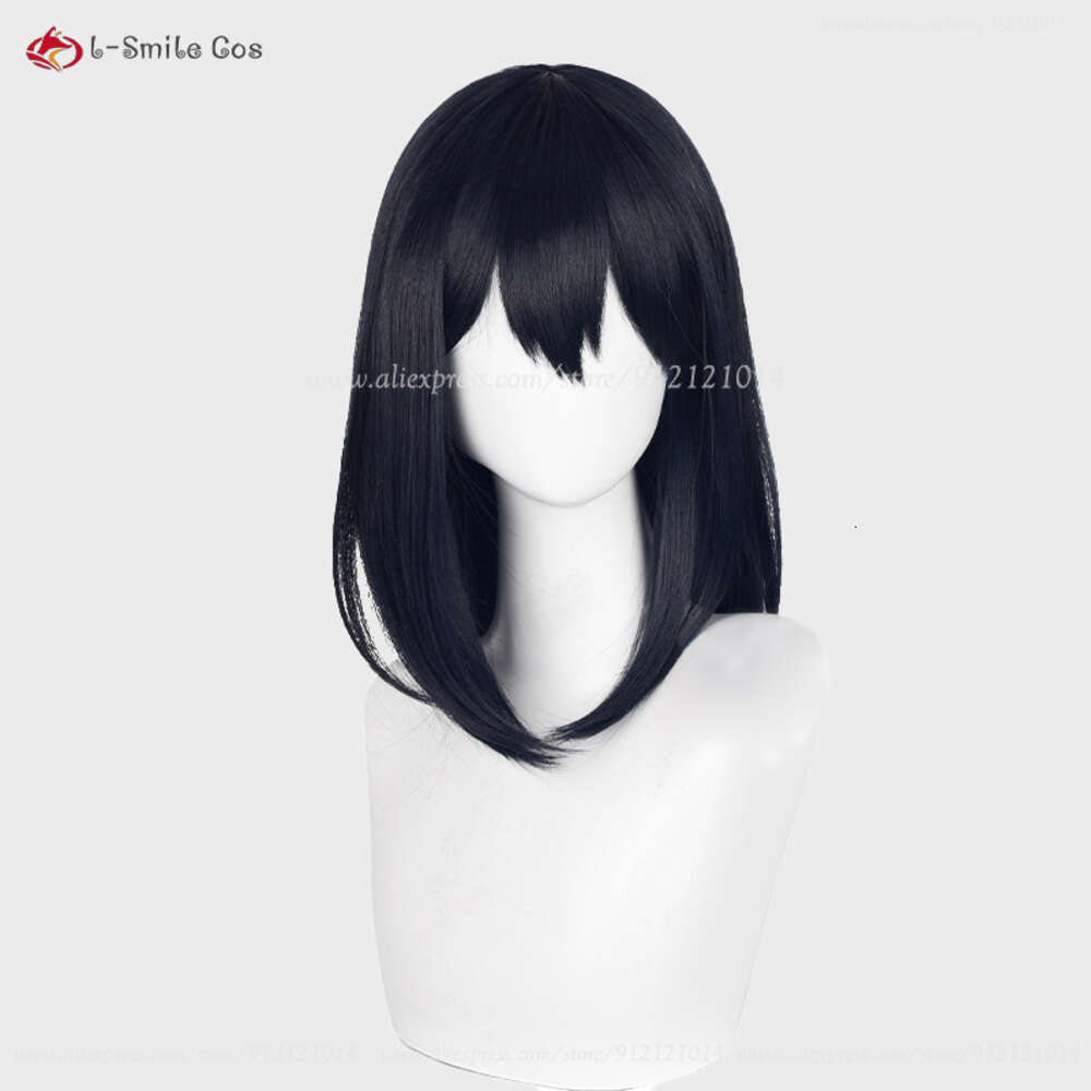 Catsuit Costumes Anime Haikyuu Shimizu Kiyoko Cosplay 46cm Short Blue Black Heat Resistant Synthetic Hair Halloween Party Wigs + Wig Cap