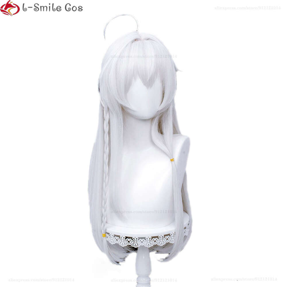 Costumi Catsuit Anime Strega Errante: il Viaggio di Elaina Cosplay Parrucche di Halloween resistenti al calore bianche lunghe 70 cm Sier + Cappellino parrucca