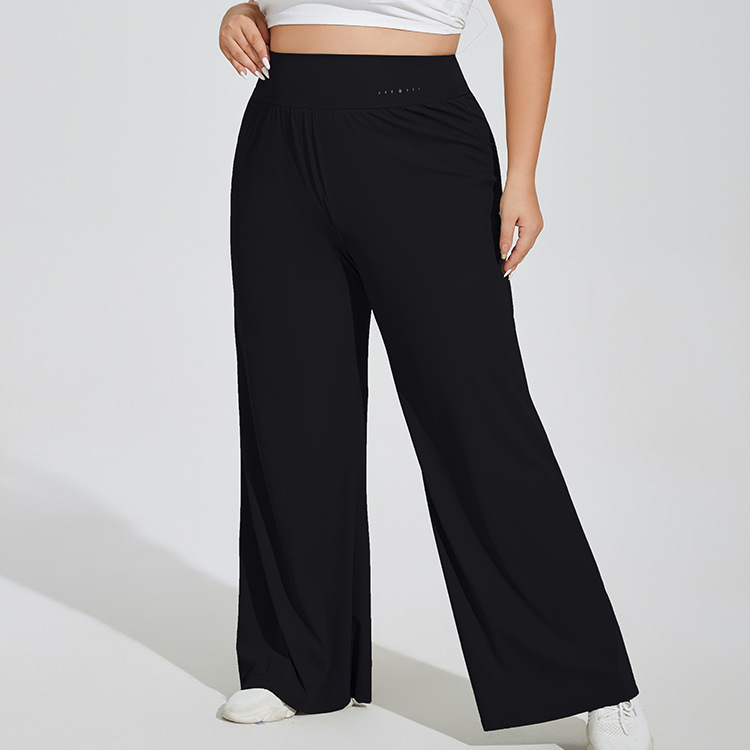 LUwomen-1610 Pantalon de Yoga grande taille pantalon à jambes larges taille haute pantalon de sport décontracté élastique séchage rapide pantalon de Fitness