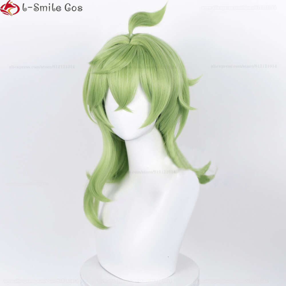 Catsuit Costumes Game Genshin Impact Cosplay Sumeru Collei 55 cm Długie zielone ciepło odporne na syntetyczne włosy Halloweenowe peruki + Wej Cap