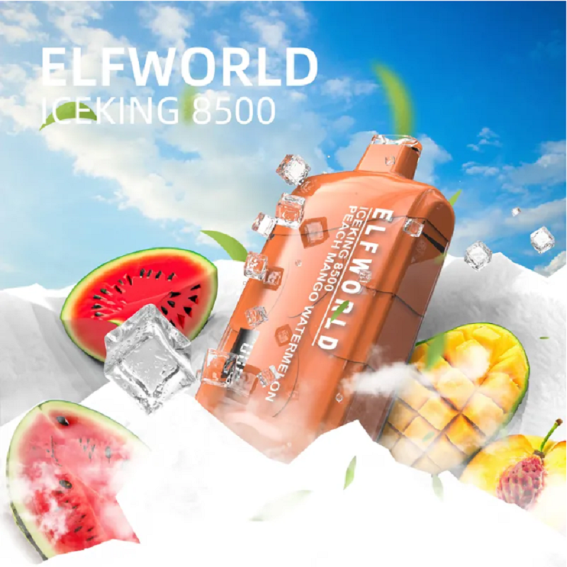 Elfworld Iceking 8500 Puffs E Cigarettes Mesh Coil Disposable Vape Pen 550mAh 17ml Eliquid et Battery Digital Affichage