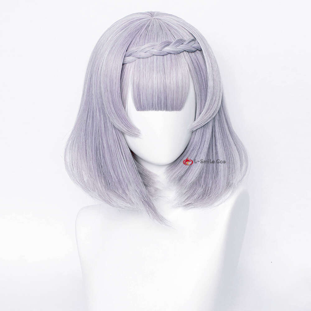 Catsuit Costumes Game Genshin Impact Noelle Sier Purple Short Cosplay Wigs med flätat värmebeständigt syntetiskt hår Anime + peruk lock