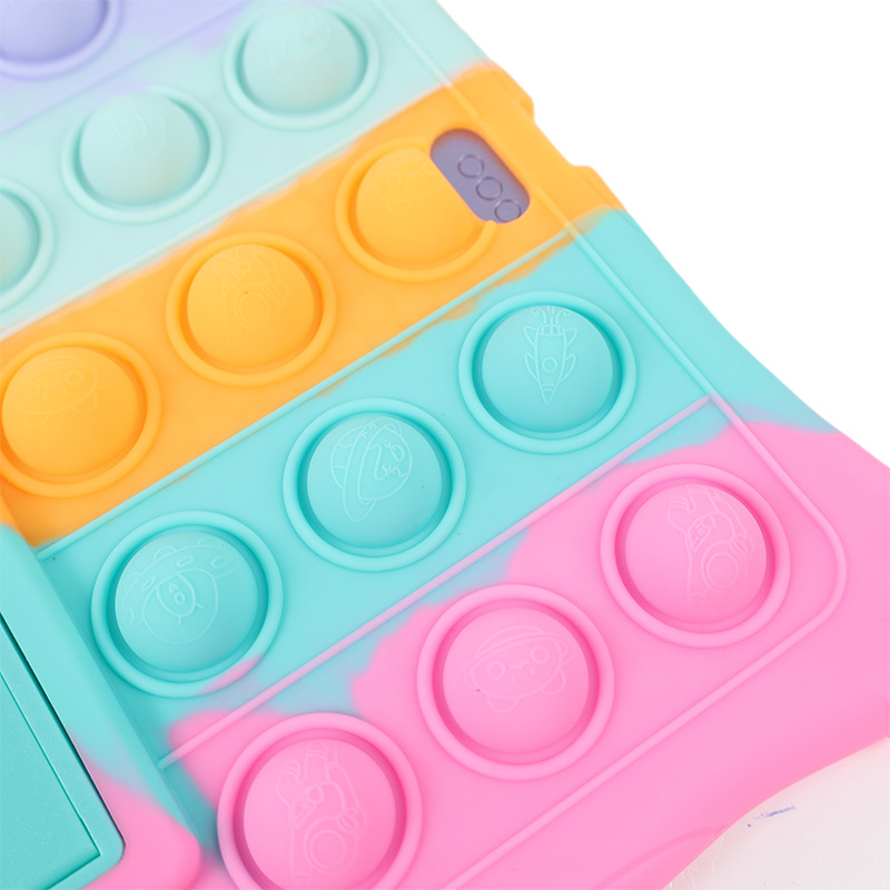 Étui de protection en silicone souple pour iPad 10e génération 10,9 pouces, étuis pour tablettes antichoc pour enfants, coque de protection pour jouet Push Bubble Fidget avec stylet + bandoulière