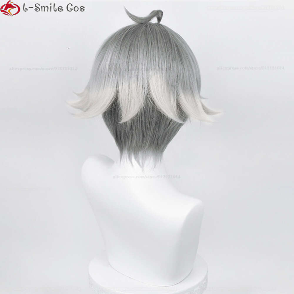 Catsuit Costumes Alhaitham Game Genshin Impact Sumeru Al Haitham Cosplay 30cm Grey Gradient Heat Resistant Hair Wigs + Wig Cap