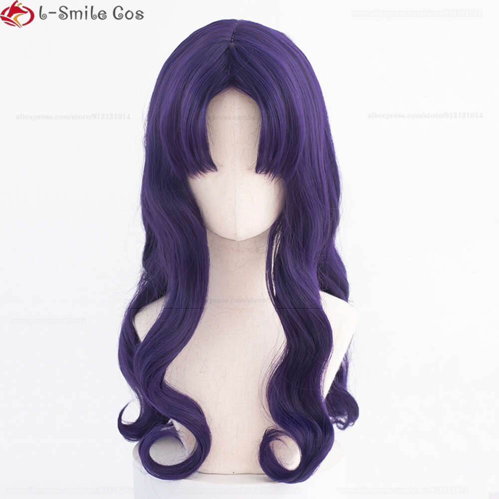 Catsuit Kostuums Hoge Kwaliteit 55 cm Donker Paars Misato Katsuragi EVA Hittebestendige Anime Cosplay Pruiken + Pruik Cap