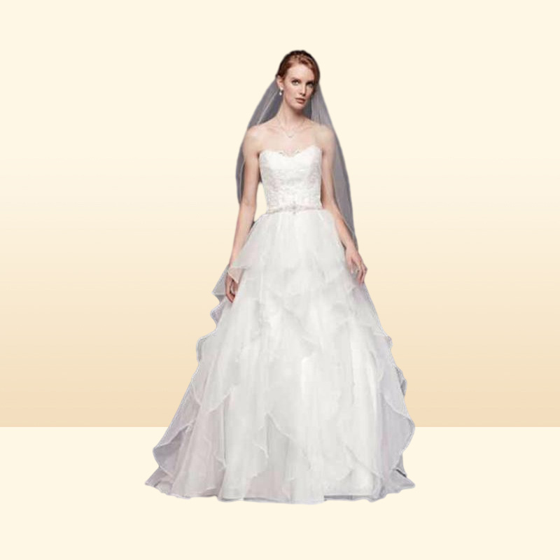 NOUVELLE robe de bal de mariage en dentelle et organza avec perles chérie designer jupe à volants sur mesure longueur de plancher robes de mariée WG3839753175