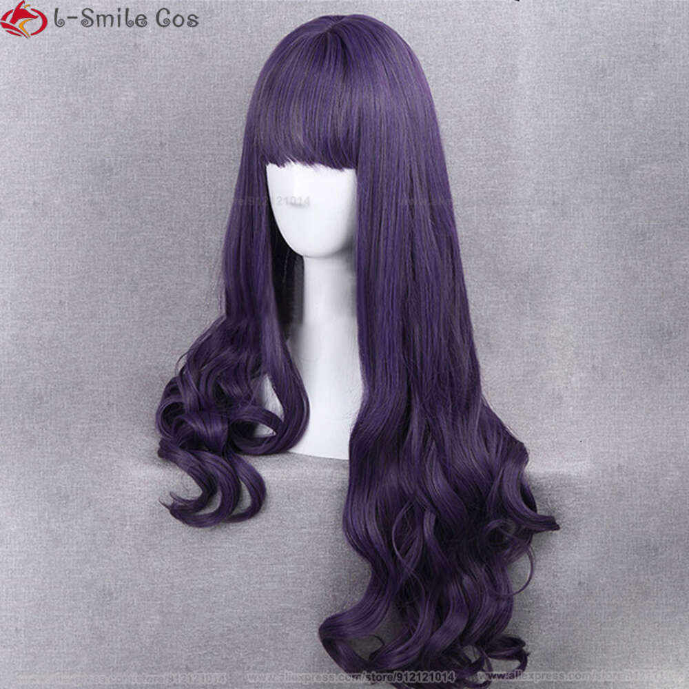 CATSUP -kostymer Två versioner Anime och Comic Cardcaptor Sakura Tomoyo Daidouji 80cm Long Grey Purple Curly Cosplay Hair + Wig Cap