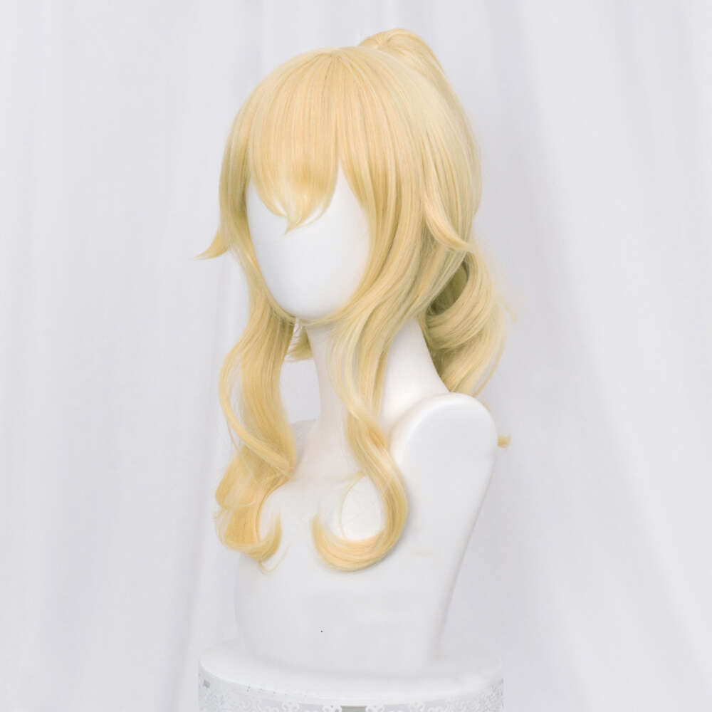 Catsuit Costumes Yandere simulateur Musume Ronshaku 45 cm longue perruque blonde avec pince queue de cheval cheveux résistants à la chaleur Cosplay perruques