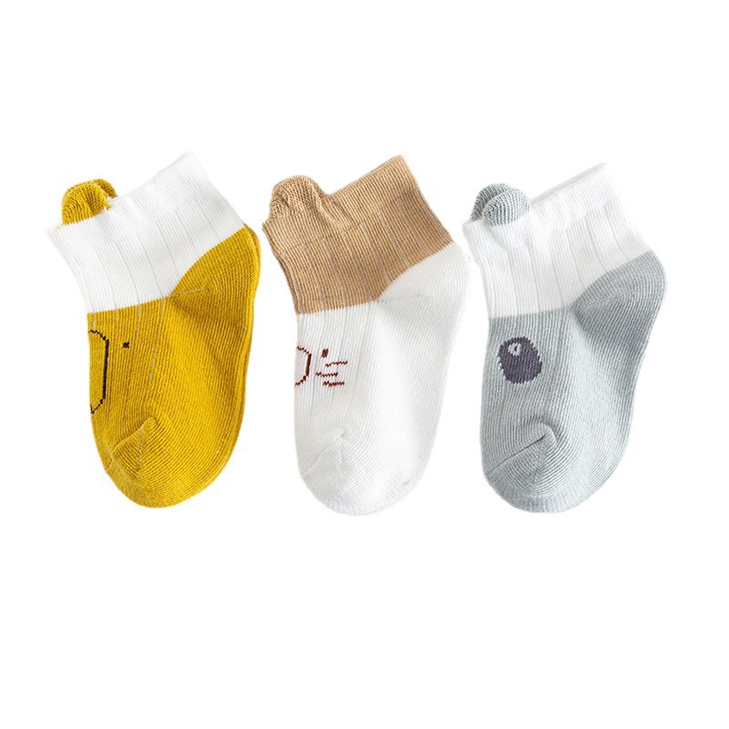 Noworodka Baby Cotton Socks Dzieci Spring i jesień Skarpetki z siatki Crimped 0-3 lata chłopców Designer Cartoon Soft Sock 3 pary/tuzin