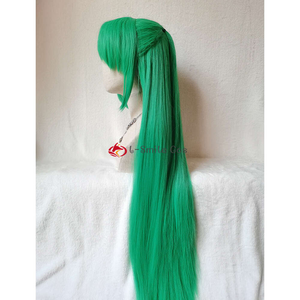 Catsuit Costumes 100 cm de long vert style Shion Cosplay Anime Higurashi No Naku Koro Ni Sonozaki perruques de cheveux synthétiques résistant à la chaleur + bonnet de perruque