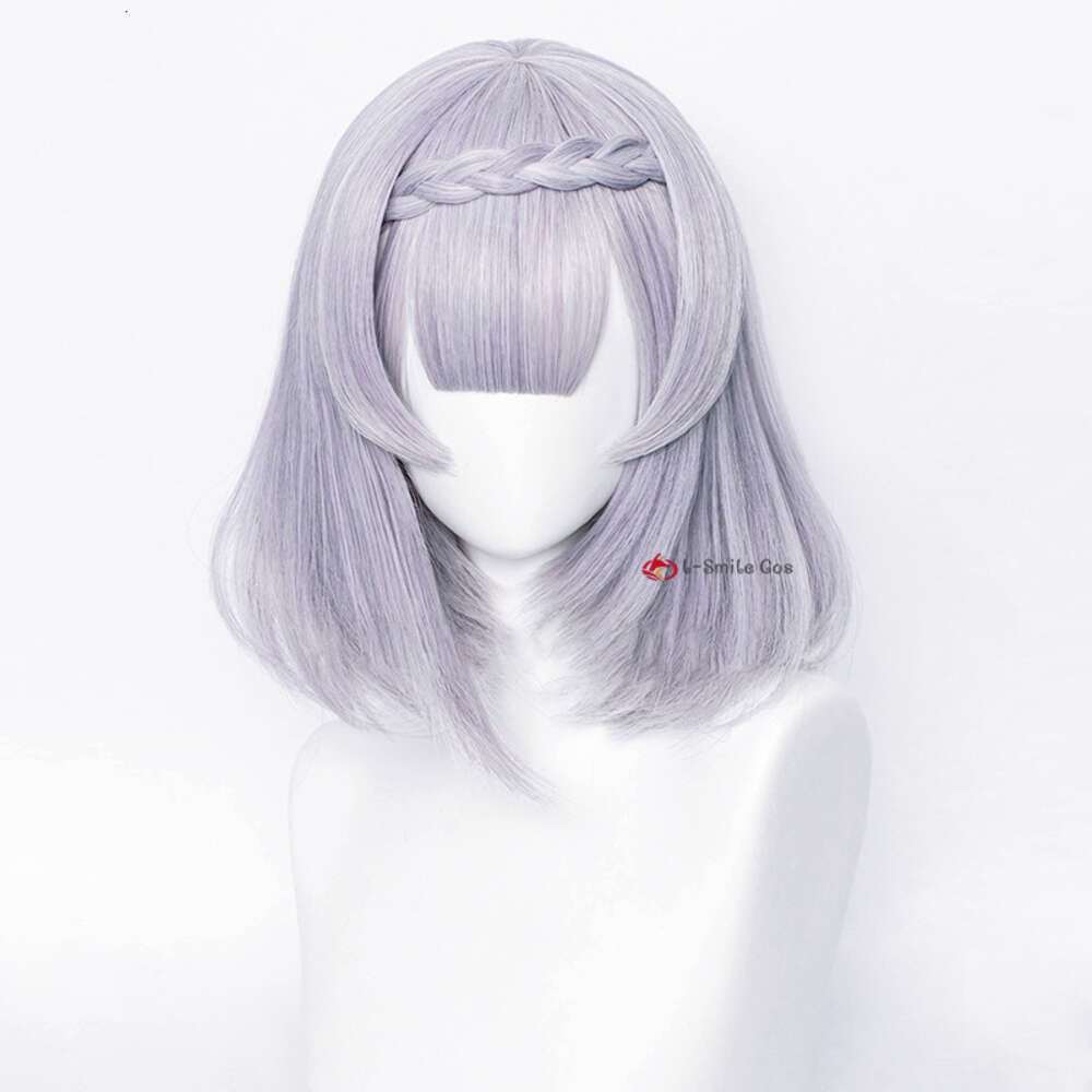 Catsuit Costumes Game Genshin Impact Noelle Sier Purple Short Cosplay Wigs med flätat värmebeständigt syntetiskt hår Anime + peruk lock