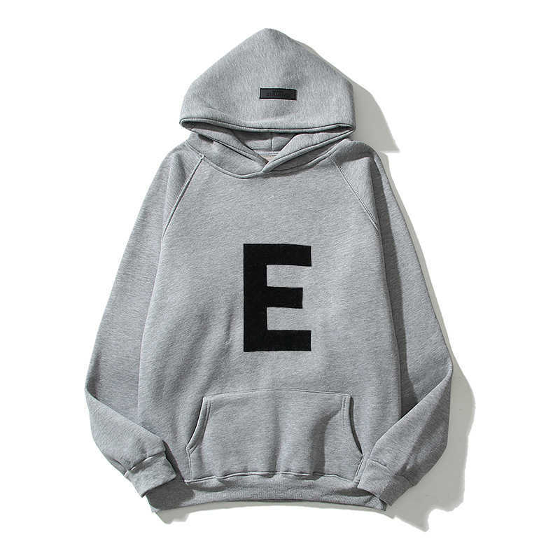 Rätt dimma hooded Big E American High Street Fashion Märke Fried Street Par Hoodie