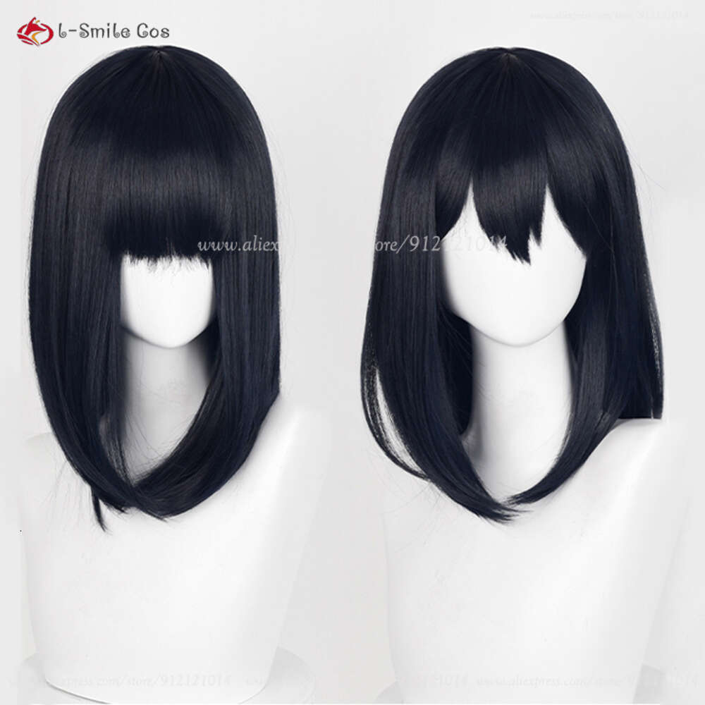 Catsuit Costumes Anime Haikyuu Shimizu Kiyoko Cosplay 46cm Short Blue Black Heat Resistant Synthetic Hair Halloween Party Wigs + Wig Cap