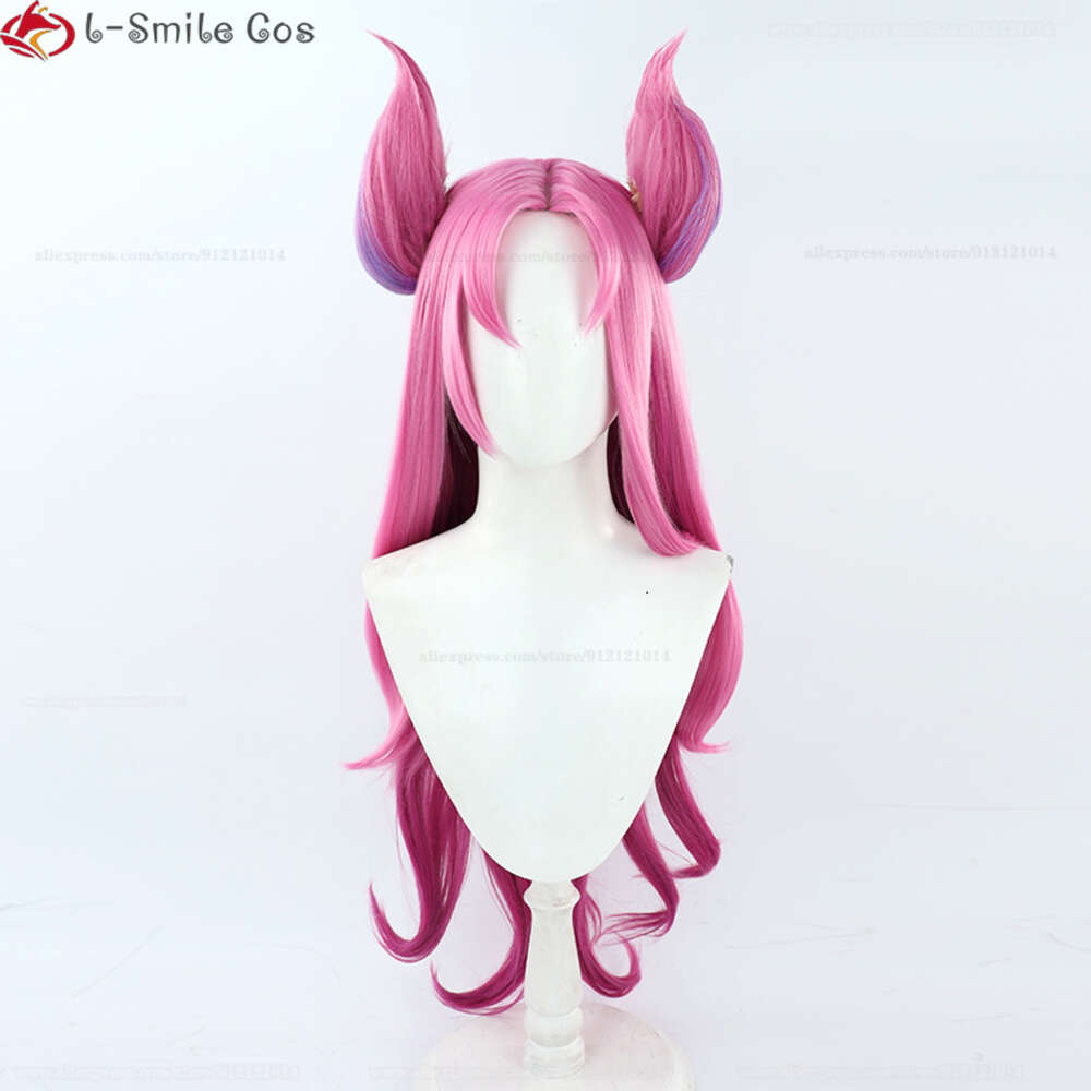 Catsuit kostymer spel lol cosplay stjärna skyddare 90 cm lång gradient kaisa öron värme resistent syntetiska hår anime peruker + peruk lock