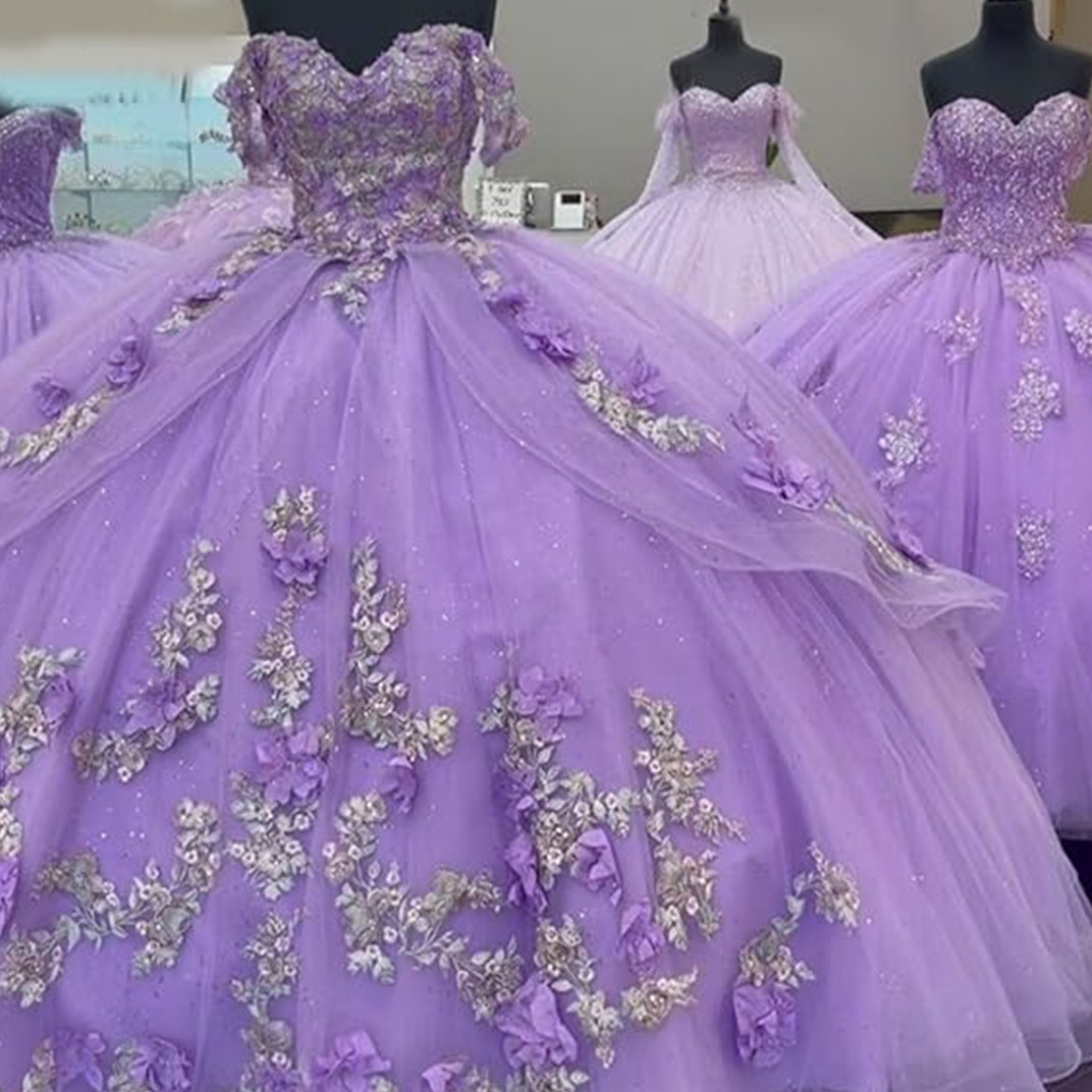 Emerald Purple Beading Crystal Quinceanera Dresses Ball Gown Sequined Appliques Corset Sweet 15 Vestidos De Sweet 16 Gown