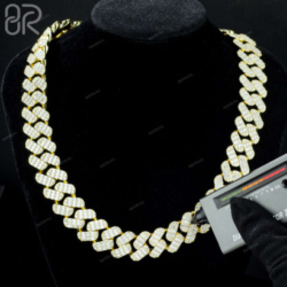 T GG 10K Gold Moissanite Miami Naszyjnik Hip Hop Styl Real 14K 18K Solid Gold Moissanite Cuban Link Chain Fine Jewelry dla mężczyzn