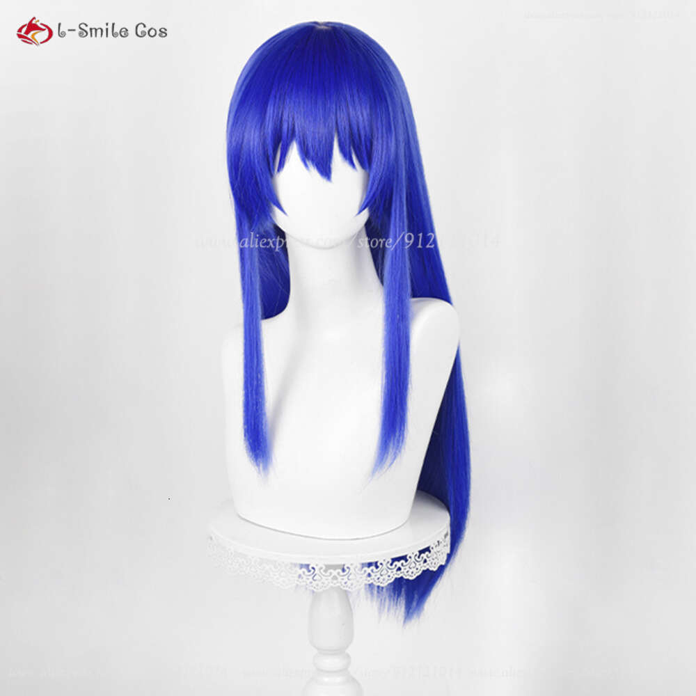 Costumes Catsuit Anime la vie désastreuse de Saiki K Teruhashi Kokomi Cosplay 60 cm cheveux raides bleus résistant à la chaleur + bonnet de perruque