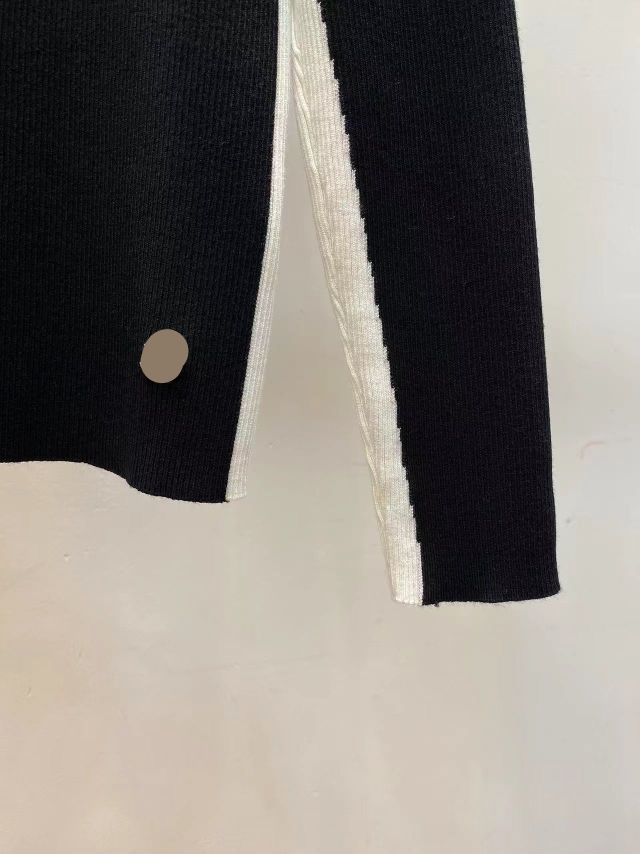 1025 2023 pista outono marca mesmo estilo camisola manga longa preto lapela pescoço roupas de moda alta qualidade das mulheres qian