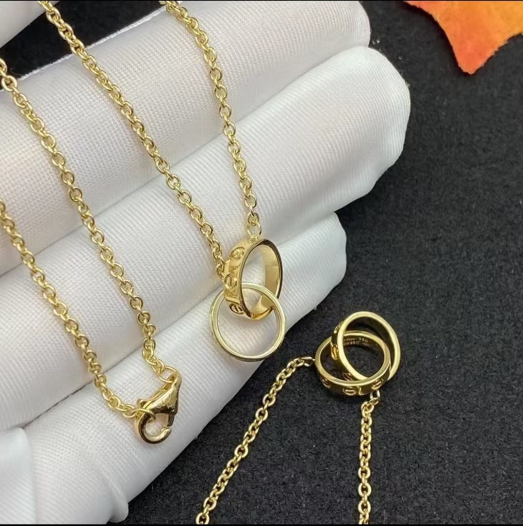 New classic design double ring pendant girl love necklace 316 L titanium wedding jewelry fashion chain pendant 43 CM Designer jewelry designer necklace designer XY1