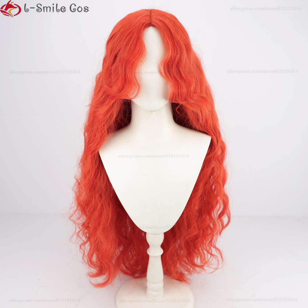 CATSUPD -kostymer Game Elden Ring Malenia Cosplay 100cm Long Orange Red Curly Hair Heat Resistant Synthetic Halloween Party Wigs + Wig Cap