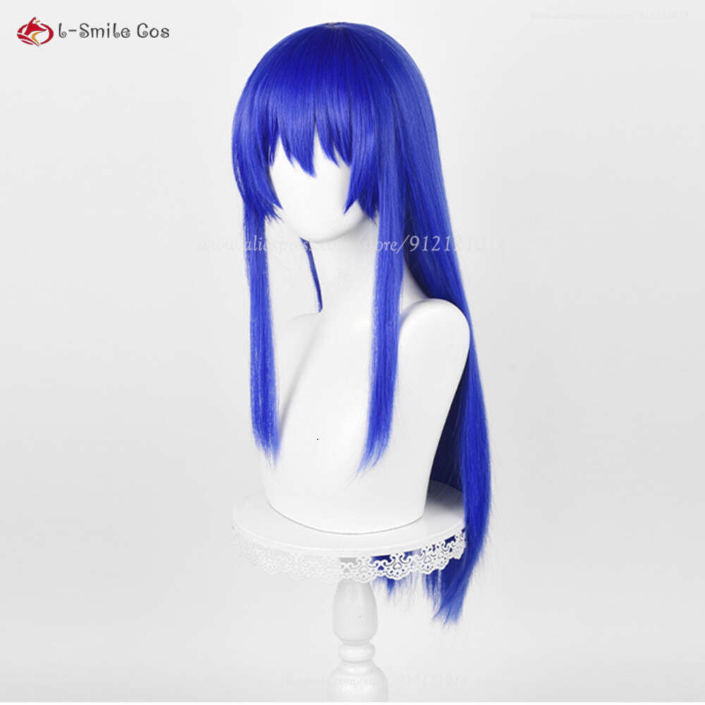 Costumes Catsuit Anime la vie désastreuse de Saiki K Teruhashi Kokomi Cosplay 60 cm cheveux raides bleus résistant à la chaleur + bonnet de perruque