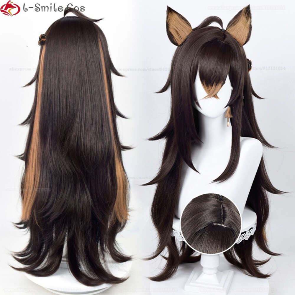 Catsuit Costumes Game Genshin Impact Sumeru Dehya Cosplay 80cm Long Heat Resistant Synthetic Hair Anime Halloween Party Wigs Ear + Wig Cap