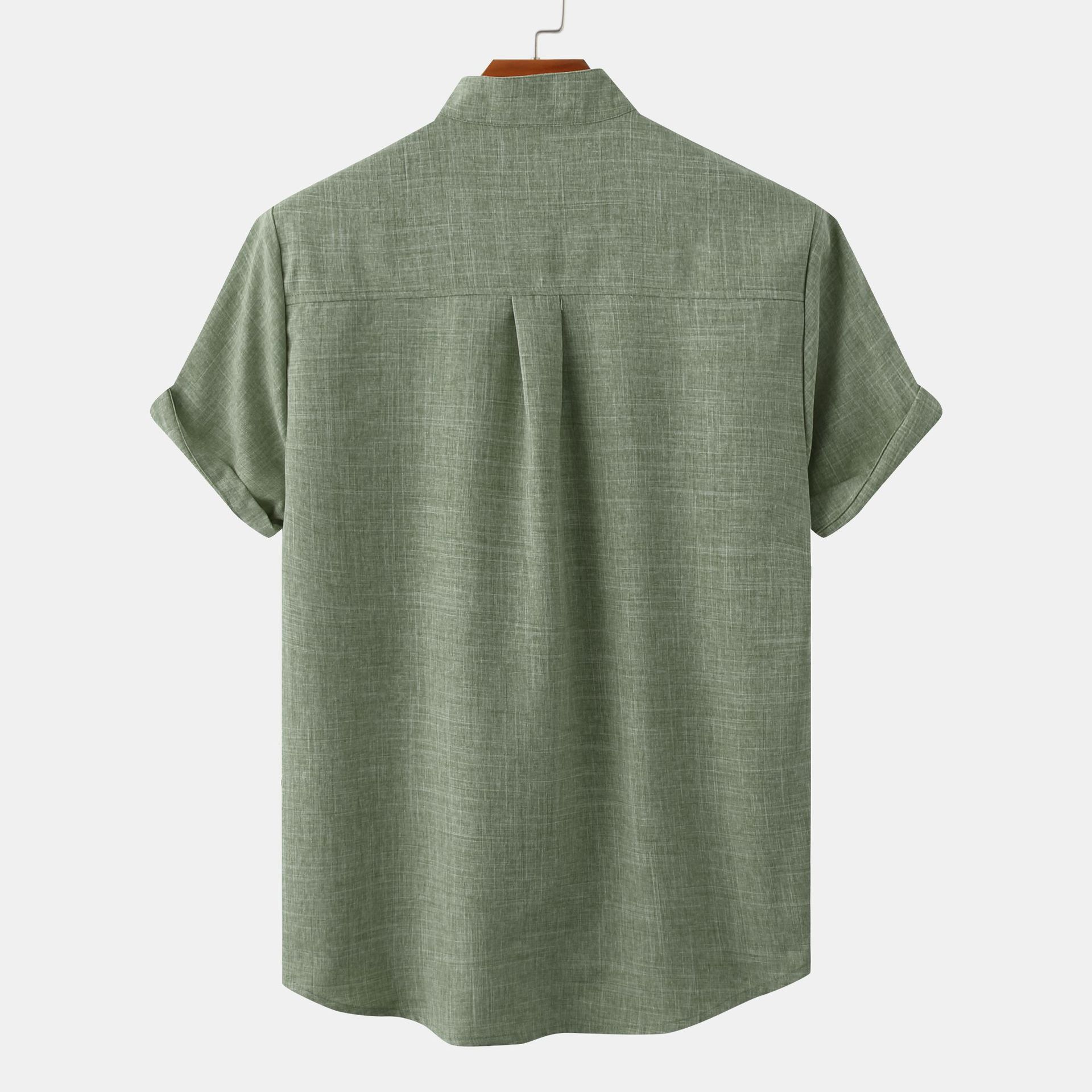 Mens Shirts Cotton Blend 자수 블라우스 짧은 슬리브 Cargdian Sull Color Slim Fit 캐주얼 비즈니스 의류 싱글 가슴 셔츠 다중 색상 크기 M-3XL