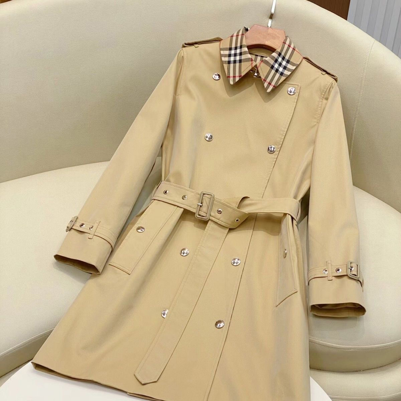 BUR & BERRY designer women trench coat Windbreaker jacket Loose Belt Coat Female Casual Long Trenchs Coat Size SML