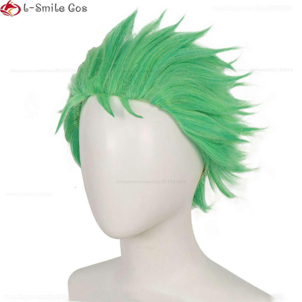 Catsuit Costumes Anime Cosplay Short Green Roronoa Heat Resistant Hair Halloween Party Men Zoro Wigs + Wig Cap