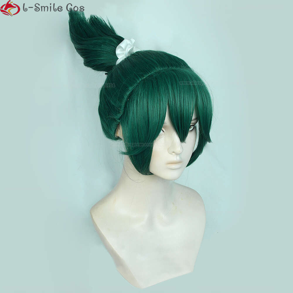 Catsuit Costumes Game Ow Cosplay Green Tail Kiriko Bow Hairpin Mask Heat Motion Hair Wigs Props + Wig Cap