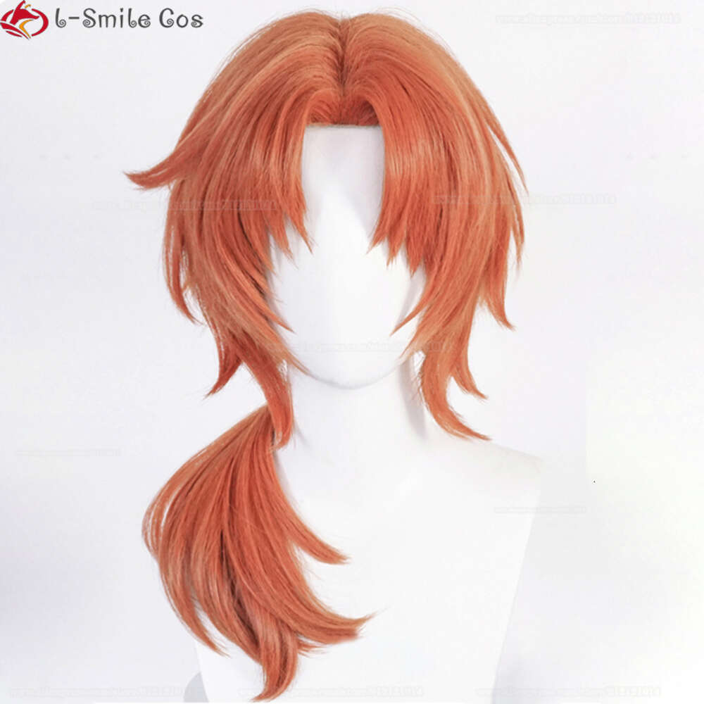 Catsuit Costumes 60 cm Long Game Ensemble Stars Cosplay Knights Tsukinaga Leo Orange Heat Resistant Hair Wigs + Wig Cap