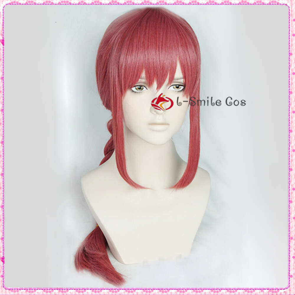 Costumes Catsuit Makima Anime tronçonneuse homme long rouge tressé Cosplay cheveux résistants à la chaleur Halloween fête jeu de rôle perruques + bonnet de perruque