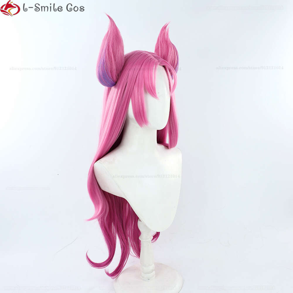 Costumi Catsuit Gioco LOL Cosplay Star Guardian 90 cm Lungo Gradiente Kaisa Orecchio Capelli sintetici resistenti al calore Parrucche Anime + Protezione parrucca