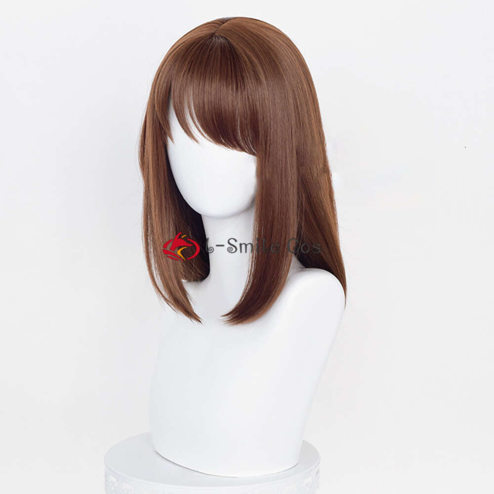 Catsuit Costumes 게임 앙상블 스타 Anzu Brown Red Long 43cm 코스프레 가발은 난방 합성 헤어 할로윈 애니메이션 ES + Wig Cap