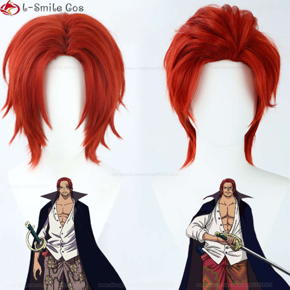CATSUT -kostymer anime korta röda män cosplay shanks värmesbeständig synteti hår halloween fest peruk + peruk lock