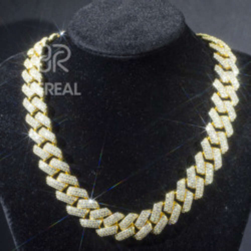 T GG 10K Gold Moissanite Miami Naszyjnik Hip Hop Styl Real 14K 18K Solid Gold Moissanite Cuban Link Chain Fine Jewelry dla mężczyzn