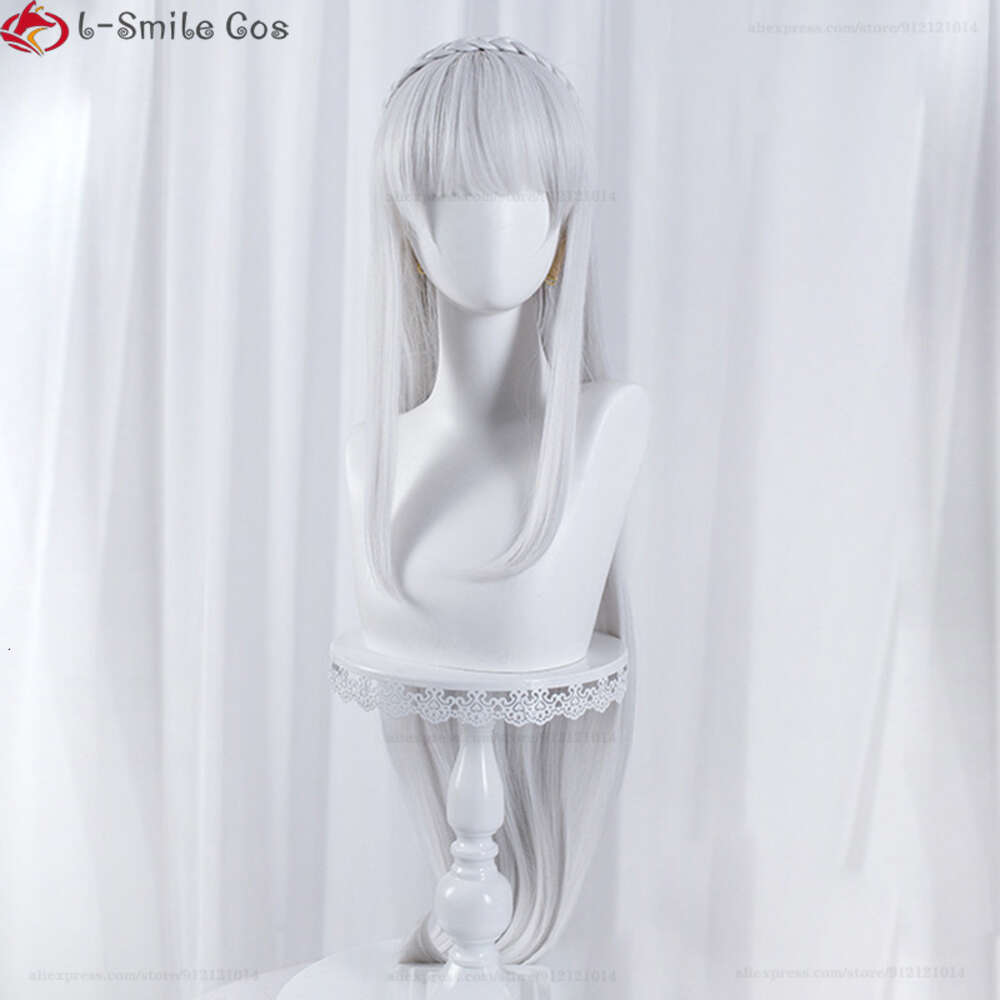 Catsuit Costumes Anime Re: Life in A Different World From Zero Emilia Cosplay Long Sier White Heat Resistant Synthetic Party Wigs + Wig Cap