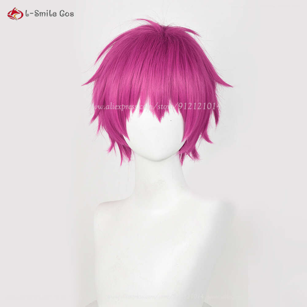 Catsuit Kostüme Anime The Disastrous Life of K Saiki Kusuo Cosplay 30 cm Rosenhaar hitzebeständige synthetische Perücken + Perückenkappe