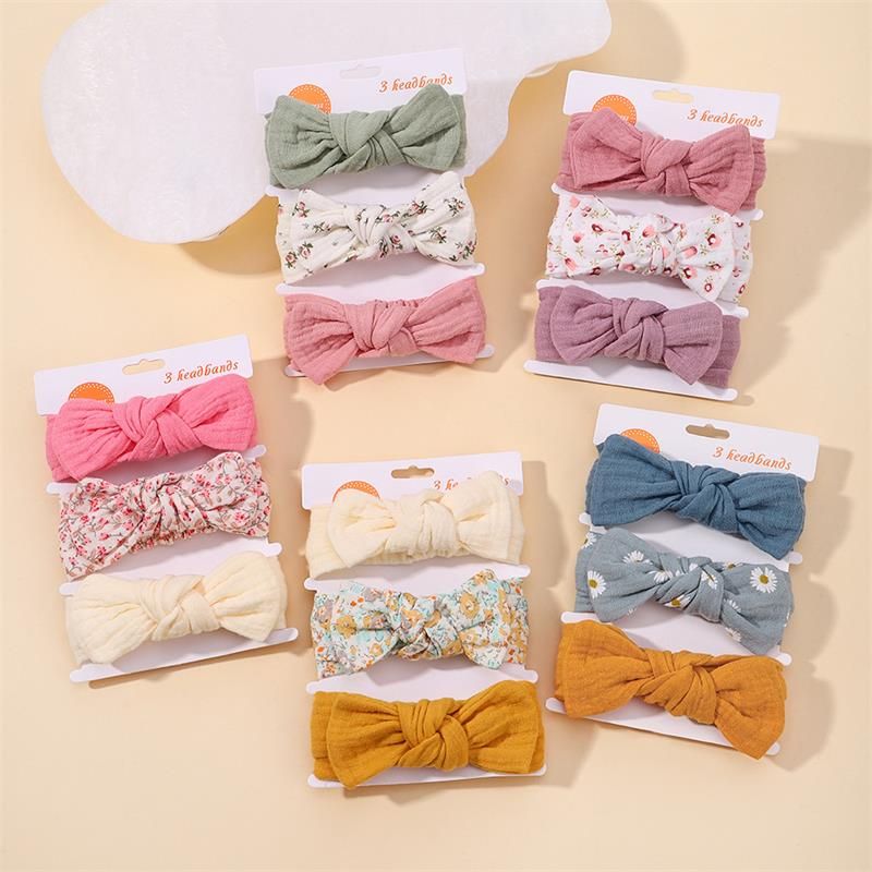 Baby Bowknot Hairband Headband Girls Boutique Floral Children Elastic Turban Soft Cotton Headwear Kids Hair Accessories