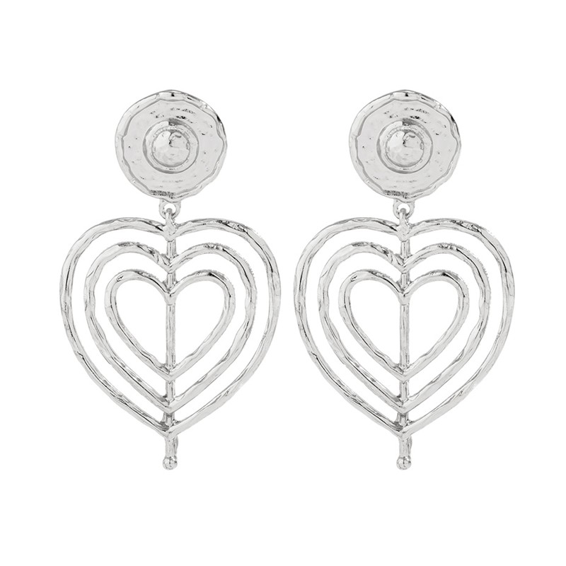 Boucles d'oreilles Punk exagérées, creuses, Double cœur d'amour, pour femmes, déclaration de mode, Piercing suspendu en métal, bijoux Y2K