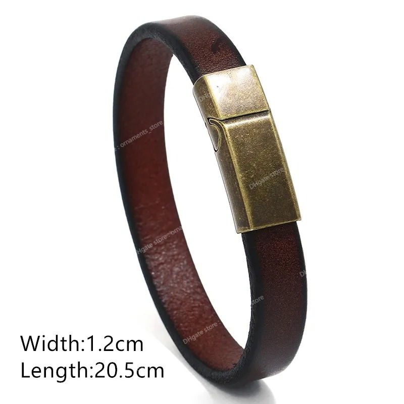 Nouveaux hommes bijoux Punk marron tressé Bracelet en cuir pour hommes en acier inoxydable fermoir magnétique mode 20.5 cm bracelets cadeaux bijoux de modeBracelets