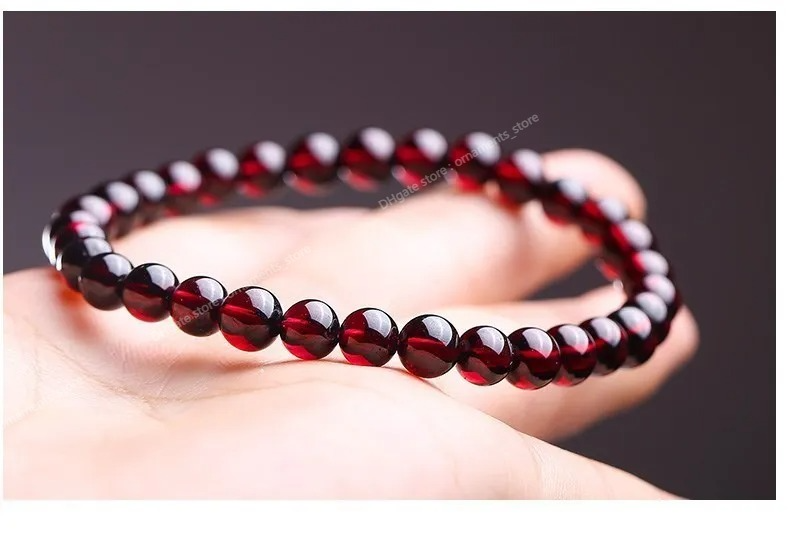 JD Natürliches weinrotes Granat-Perlenarmband für Damen, Genunie-Charm, roter Granatapfel, Yoga, Meditation, Armreifen, Reiki, Heilung, Liebhaber, Geschenk, Modeschmuck, Armbänder