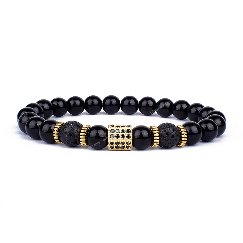 Mode Obsidienne Tête De Lion Bracelets Porte-Bonheur Hommes Pierre De Lave Zircon Prisme Bracelets Bracelets pour Femmes Nouveau Bijoux D'amitié Cadeau Bijoux De ModeBracelets Haute