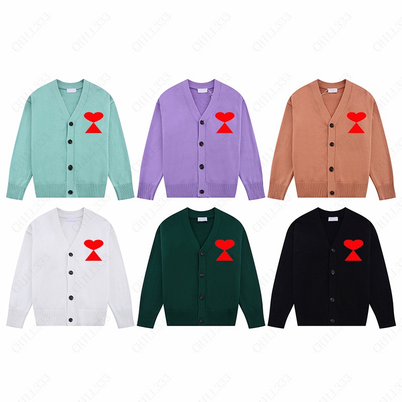 Francia Amis Cardigan Diseñador Suéter de punto Mujeres Suéteres Hombre Jumper Suéter Tela de alta calidad Unisex Diseño de patrón de corazón Suéter de lujo cardigan KUMV